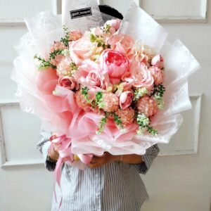 Buket bunga warna pink
