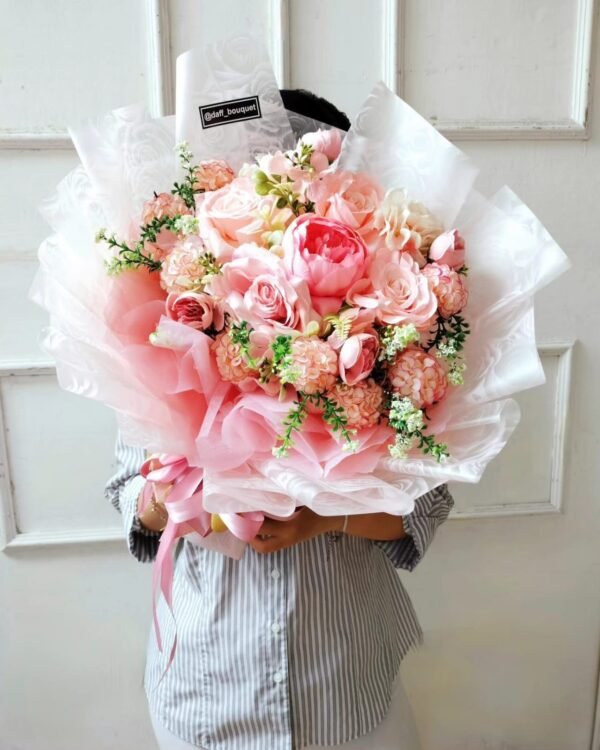 Buket bunga warna pink