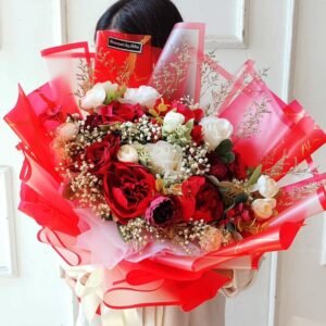 Buket Bunga Mawar Dua Warna Murah di Ciputat - Artificial Flower
