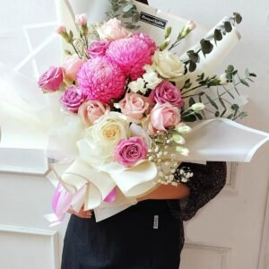 buket bunga mawar dan dahlia
